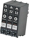 ICBK32 ×3本セット 互換インク ブラック 黒 単品 ICチップ付 残量表示可能 インクカートリッジ EPSON互換 EP社 エプソン ヒマワリ ( IC32 BK32 C32 M32 Y32 LC32 LM32 IC6CL32 IC4CL32 )