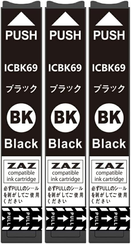 CANON - ICBK69 ×3本セット 互換インク ブラック 黒 単品 ICチップ付 残量表示可能 インクカートリッジ EPSON互換 EP社 エプソン 砂時計 ( IC69 BK69 C69 M69 Y69 IC4CL69)
