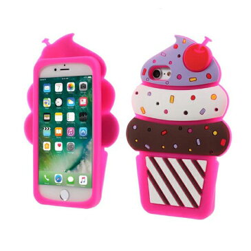iPhone SE3 (2022) / iPhone SE2 (2020) / iPhone7 / iPhone8 対応 背面ケース ケース カバー シリコン アイスクリーム ice-cream インスタ映え カラフル ピンク ビビッド さくらんぼ チェリー インパクト 目立つ ネタ チョコ クリーム チップス