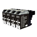 【セール】LC111BK ブラック4個セット ICチップ付き 互換インク 互換 汎用 インクカートリッジ 1ヶ月保証