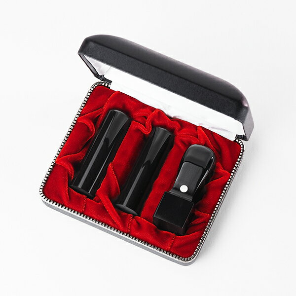 法人印鑑[手彫り仕上げ]・ロイヤル黒水牛ラージセット/代表者印(丸寸胴21mm):銀行印(丸寸胴18mm):角印(角天丸24mm):ロイヤルセットケース3本用【smtb-td】