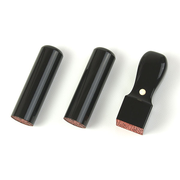 法人印鑑[手彫り仕上げ]・黒水牛ラージセット/代表者印(丸寸胴21mm):銀行印(丸寸胴18mm):角印(角天丸24mm)【smtb-td】
