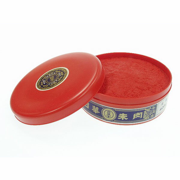 高級朱肉・日華朱肉書画用（赤）400g・盤面104mm／外寸113丸x45mm[SN-404]