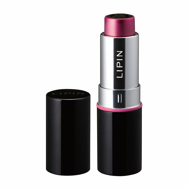 シャチハタ・リップケース型ネーム印・LIPIN・本体色：ブラック・インク色：プラムピンク(別注品・Bタ..