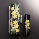 【送料無料】黒水牛現代蒔絵の個人印鑑セット/四季花/すいせん/15mm 個人いんかん はんこ ハンコ 判子 就職祝い ギフト 祝い プレゼント 贈りもの 女性 ...