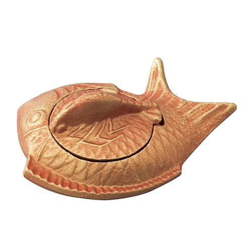 高級朱肉/サンビー[NT-14] 高級美術鉄器/南部鉄器「鯛」/長さ87×縦65×高さ42×印面34mm