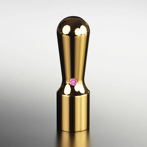 【送料無料】法人印鑑/銀行印/ゴールドチタン ミラーゴールド/丸天丸(クリスタルアタリ付)/ライトロー..