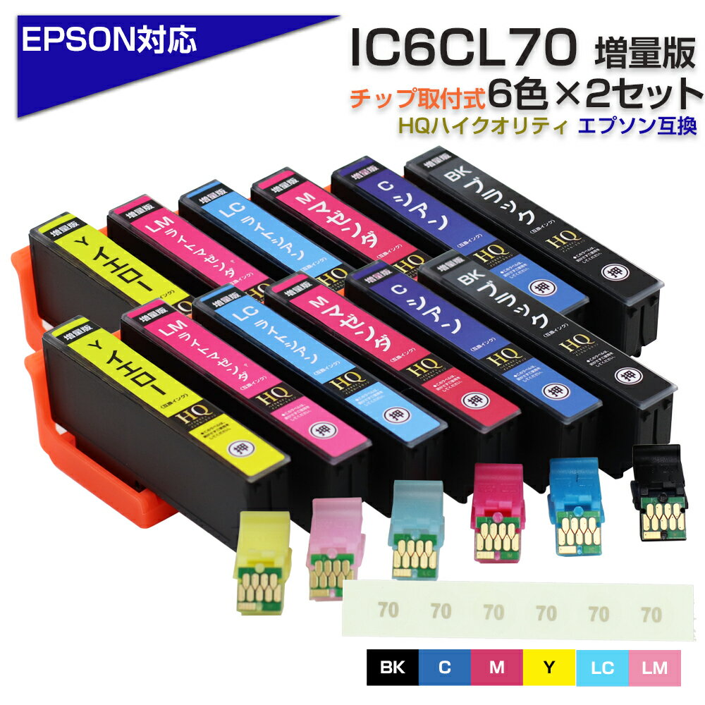 IC6CL70 6色×2セット IC70 ICチップ装着