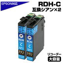RDH-C シアン 2個パック リコーダー エプソンプリンター対応 互換インクカートリッジ シアン 2個セット リコーダー ICチップ付き-残量表示OK(プリン...