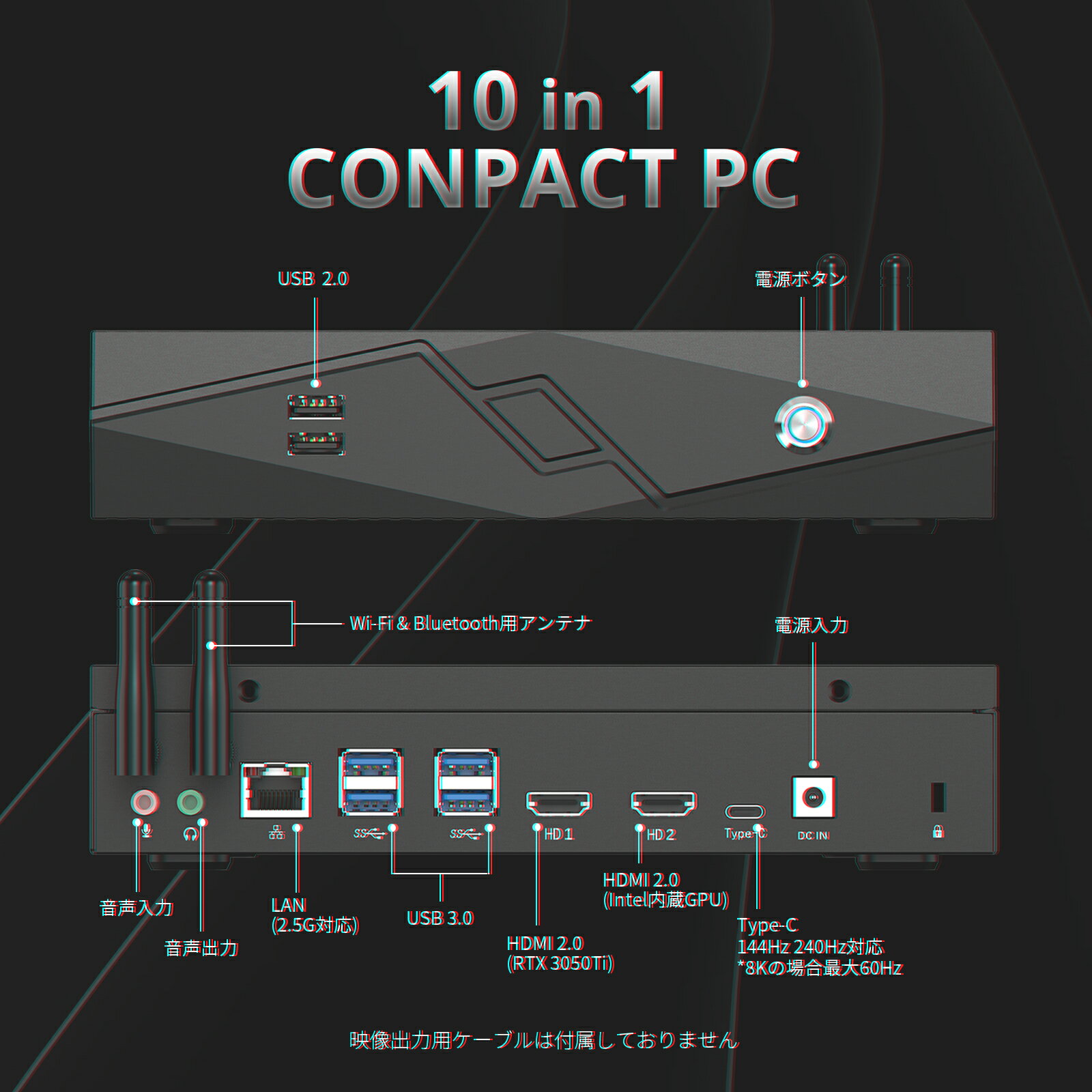 【小型/1年保証付】 ゲーミングPC 本体 デスクトップ 新品 第12世代 Core i9-12900H/ 32GB DDR4 RAM / 1TB /Win11 Pro マルチディスプレイ ゲーミングパソコン ミニPC ミニパソコン 小型PC 小型パソコン GA-01 Skynew 3