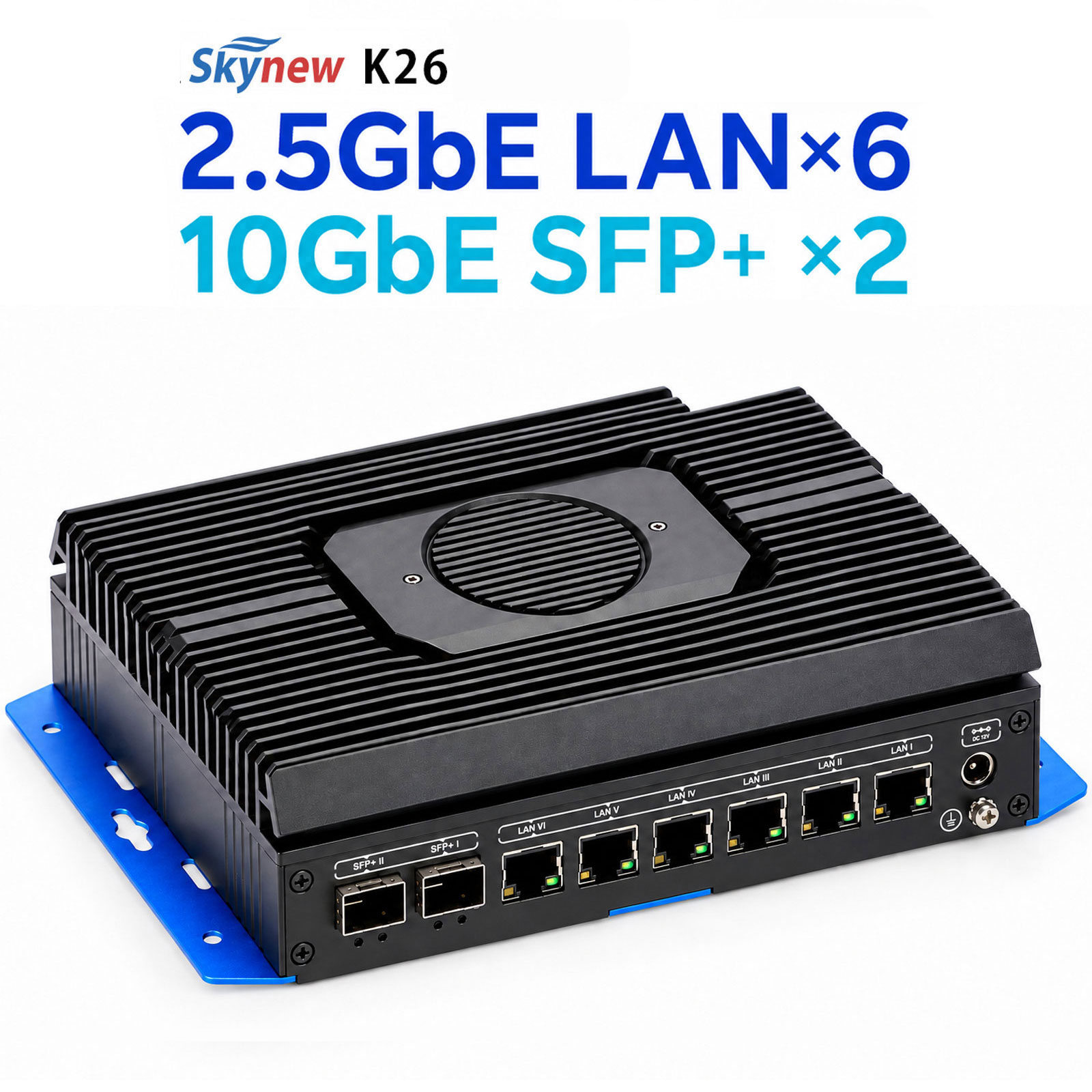 産業用 ミニPC 2.5GbE LAN×6・10GbE SFP+×2 【 OSなし / 第12世代 Core i5-1235U / メモリ16GB / SSD512GB 】 10コア12スレッド マルチLAN 小型パソコン ネットワークPC ルーター ファイアウォール Skynew K26