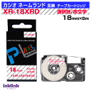 カシオ ネームランド用 互換テープカートリッジ XR-18XRD 18mm幅 透明地 赤文字 クリア レッド