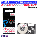 カシオ ネームランド用 互換テープカートリッジ XR-9XRD 9mm幅 透明地 赤文字 クリア レッド