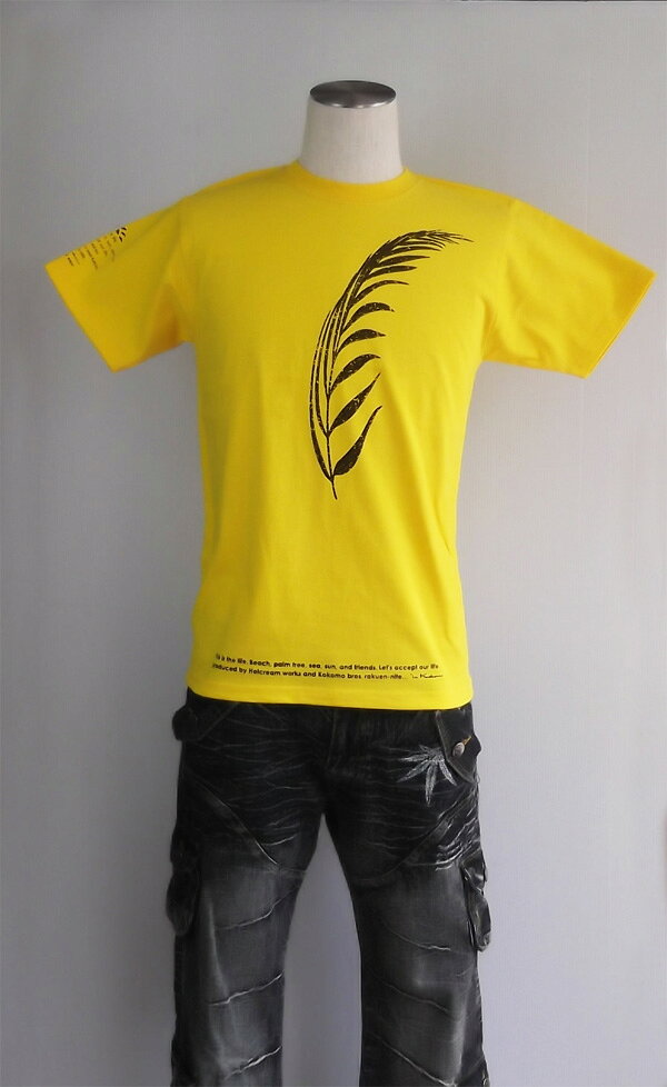 Rakuten - Tシャツ イエロー　メンズ 半袖　やし