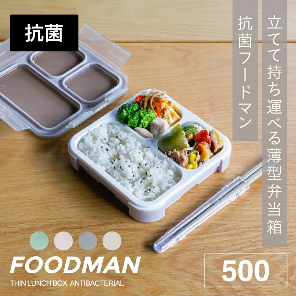 シービージャパン 薄型弁当箱 抗菌フードマン 500ml パープル グリーン FOODMAN お弁当箱 ランチボックス