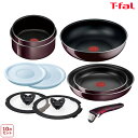 ティファール インジニオ ティファール　T-fal　ティファール　フライパン　10点セット　インジニオ・ネオ ヴィンテージボルドー・インテンス 　L43992　直火専用（IH不可）