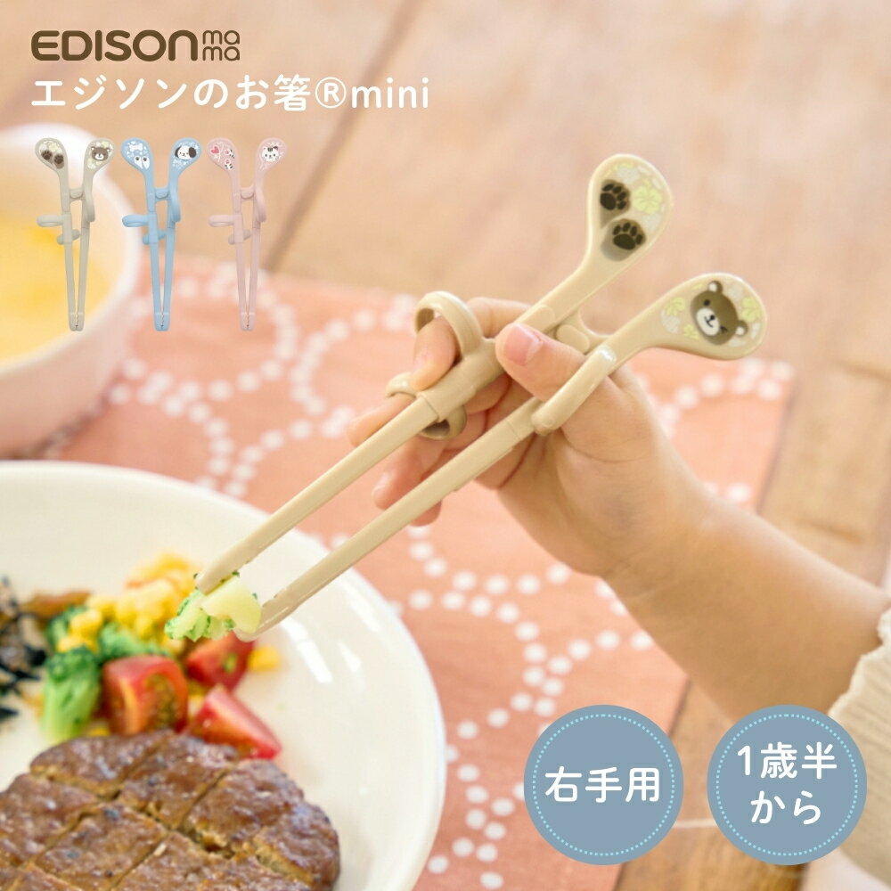 樂天商城 - エジソン エジソンのお箸mini 右手用 1.5歳ごろ~ 箸 食洗機対応 メール便対応 カトラリー トレーニング 箸の持ち方 練習 矯正 子供 くま いぬ ねこ