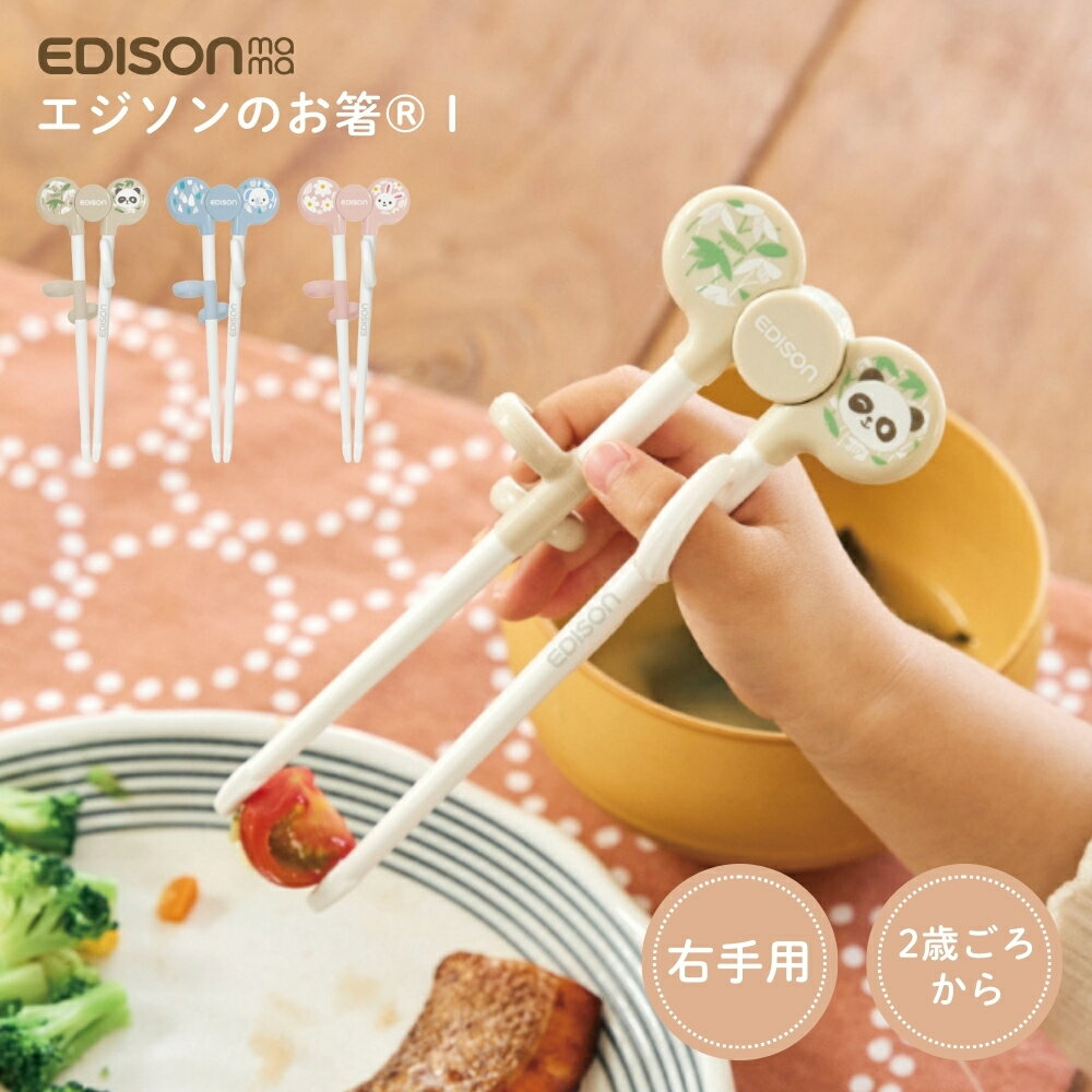 Rakuten - エジソン エジソンのお箸1 右手用 2歳~就学前 箸 食洗機対応 カトラリー メール便対応 トレーニング 箸の持ち方 練習 矯正 子供 うさぎ ぱんだ ぞう