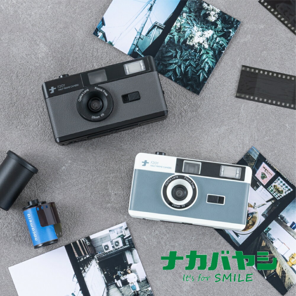 Other - ナカバヤシ フィルムナカメラ half ダークグレー CAM-F201DG ブルー CAM-F201BL フラッシュ内蔵 おしゃれ プレゼント フイルム 繰り返し使用 レトロ エモ 35mmフィルム