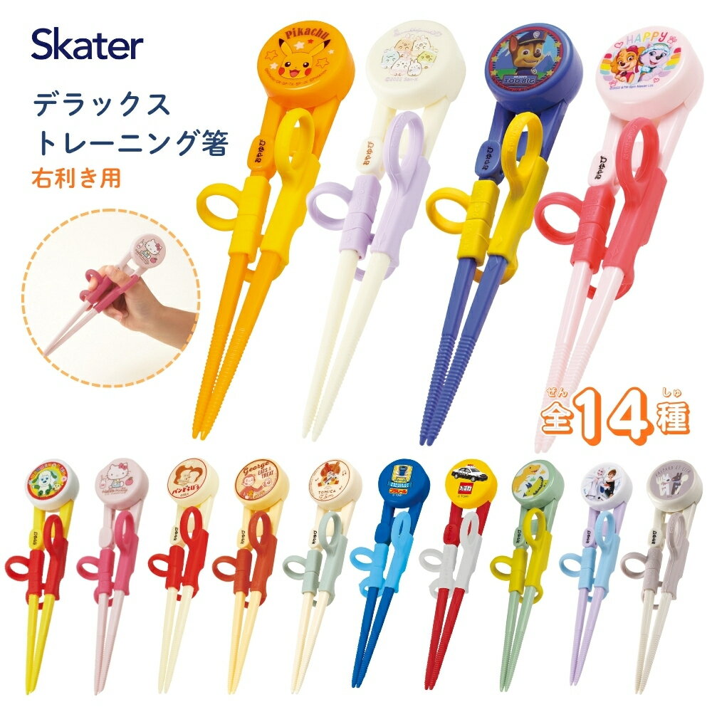 スケーター ADXT1 デラックストレーニング箸 お箸 右利き用 メール便対応 持ち方 矯正 子供 補助 持ちやすい トレーニング キャラクター ハローキティ アナと雪の女王 パウ・パトロール ポケットモンスター すみっコぐらし