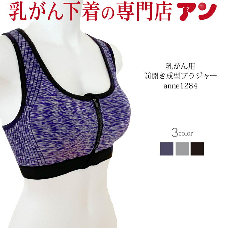 【新製品★フロントジッパー成形ブラ】 乳がん ブラジャー ブラ ポケット 入院準備 術前後 乳ガン 乳癌 ノンワイヤーブラ 術後 敏感肌 低刺激 前開き 前あき 全摘 再建 温存 下着 フロントホック スポブラ ヨガ スポーツ 運動＜ann1284＞