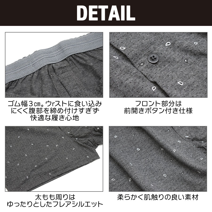 トランクス メンズ 下着 プリント柄 ニットトランクス ニット トランクス 3枚セット 送料無料 前開き ボタン付き 紳士 男性 ニット パンツ 肌着 おしゃれ インナー アンダーウェア M L LL ブラック グレー ネイビー 父の日 プレゼント