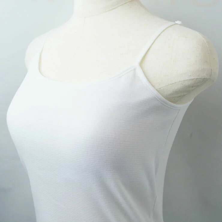 キッズ インナー 女の子 モールドカップ付き キャミソール 単品 カップあり キャミ 綿混 女児 子供 下着 肌着 子ども ジュニア スクール 白 ホワイト(01892)