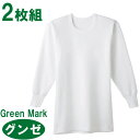 メンズ グンゼ グリーンマーク 長袖丸首 GK12087 2枚組 インナー 肌着 GUNZE 下着 男性 綿 tシャツ ロンT M L LL （03681）