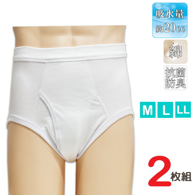 山口 失禁パンツ メンズ 愛情倶楽部 吸水パンツ ブリーフ DWK45 DT0452枚組 前開き 軽失禁 男性用 尿漏れパンツ ちょいモレ 軽失禁パンツ (03818)
