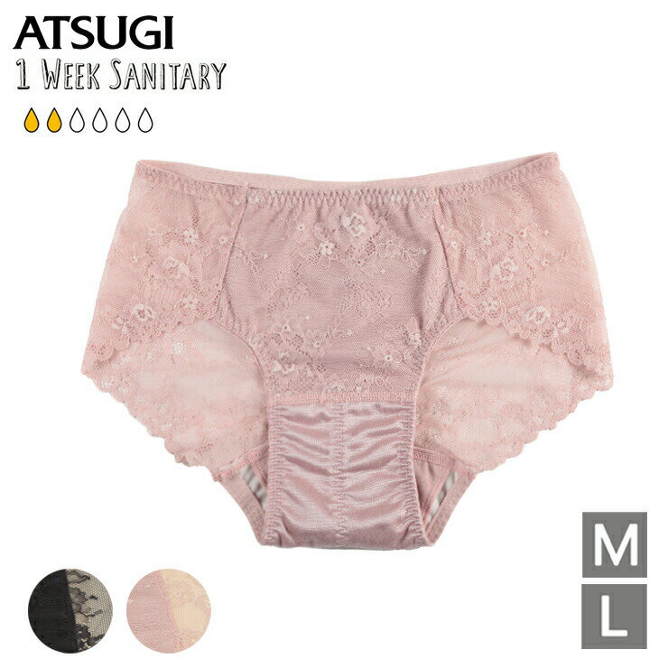 楽天愛知インナーハウスサニタリーショーツ アツギ 1week 普通の日 87317AS 総レース atsugi パンツ 羽付き対応 生理 パンティー（05040）