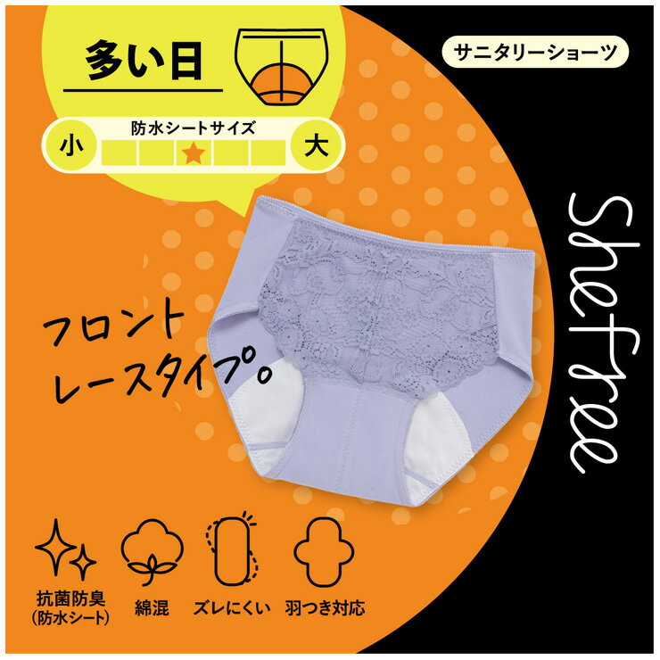 サニタリーショーツ アツギ Shefree 多い日 87433AS フロントレース atsugi パンツ...