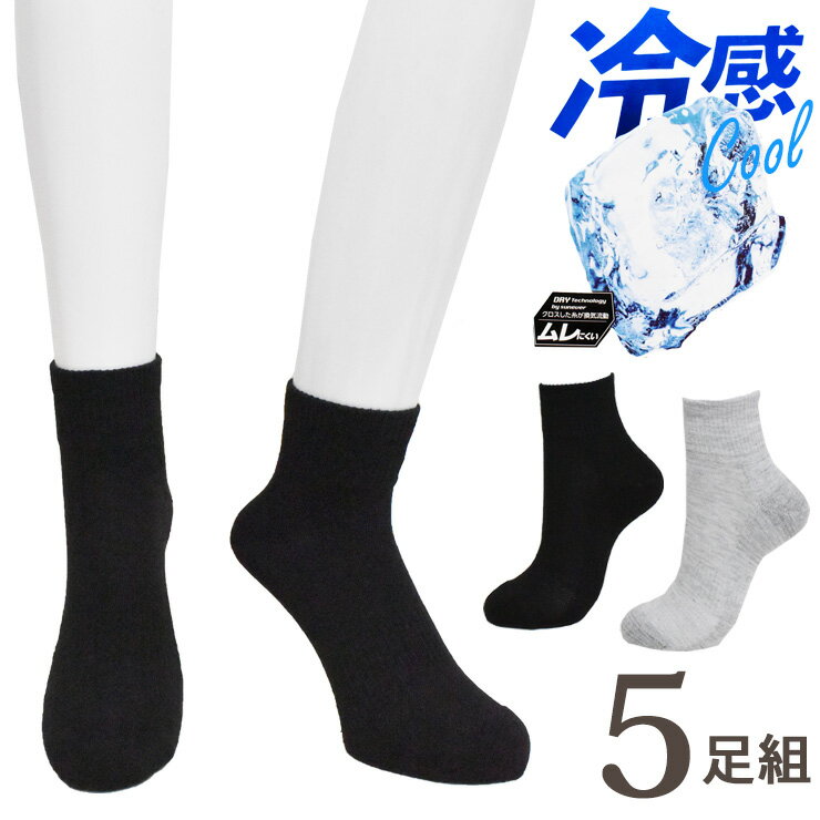 Short Socks - メンズ 靴下 夏 冷感 cool サポート付き クォーター丈 DON-5PBZ02 おまかせ 5足組 送料無料 紳士靴下 メンズソックス 吸湿速乾 メッシュ 涼しい 夏用 紳士靴下 スニーカーソックス ハイカット サマーソックス 足底パイル編み（06725）