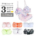 ブラジャー ショーツ おまかせ アソート 3セット 送料無料 下着 ブラショーツセット レディース インナー パンツ 福袋 上下セット グラマーサイズ プリンセ...