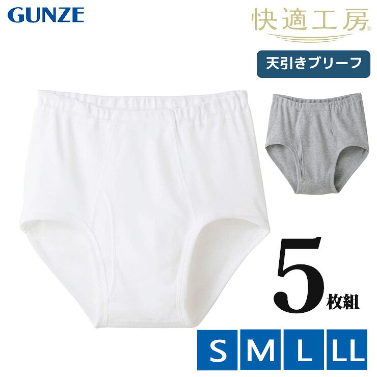 メンズ GUNZE 快適工房 天引ブリーフ KQ5031 KW5031 5枚組 送料無料 綿100％ グンゼ gunze 介護 無地 下着 肌着 パンツ 紳士肌着 日本製 まとめ買い(01626)