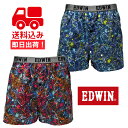 ★送料込み★【EDWIN/エドウィン】トランクス 2枚セット/各色1枚 綿100% プリント 前開き 8340B 【メール便!日時指定不可!代引不可!ギフト包装...