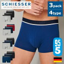 SCHIESSER(シーサー) 95/5 boxer briefs 3-pack (アソート3枚セット) | SCHIESSER シーサー 海外製 ドイツ ブランド オーガニックコットン 綿 メンズ ボクサーパンツ アンダーウェア シンプル おしゃれ ベーシック S M L 前閉じ 黒 青 グレー 赤