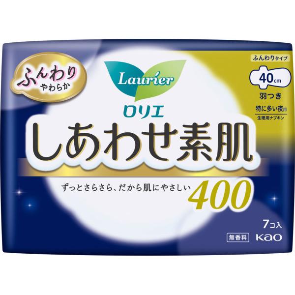 花王 ロリエ しあわせ素肌 特に多い夜用40cm 羽つき 7コ (医薬部外品)