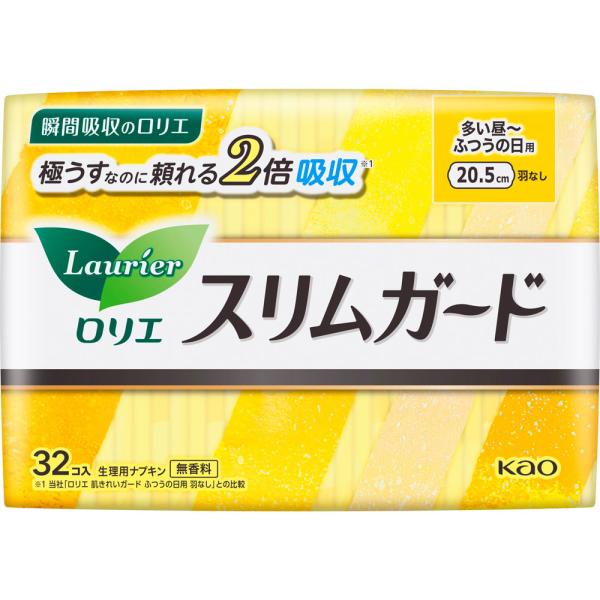 花王 ロリエ スリムガード しっかり昼用 羽なし 32コ (医薬部外品)
