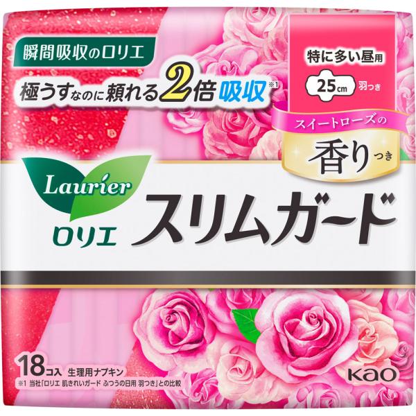 乐天商城 - 花王 ロリエ スリムガード スイートローズの香り 長時間しっかり昼用 18コ (医薬部外品)