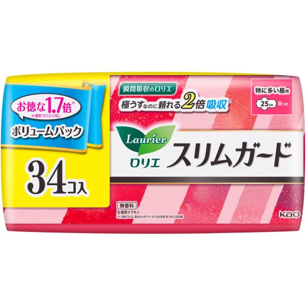 Rakuten - 花王 ロリエ　スリムガード　ボリュームパック　特に多い昼用 34コ (医薬部外品)