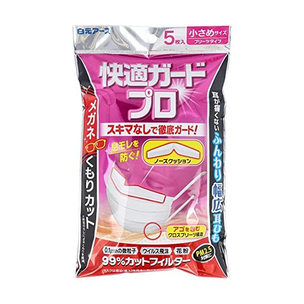 Rakuten - 白元アース 快適ガードプロ　プリーツタイプ　小さめサイズ 5枚