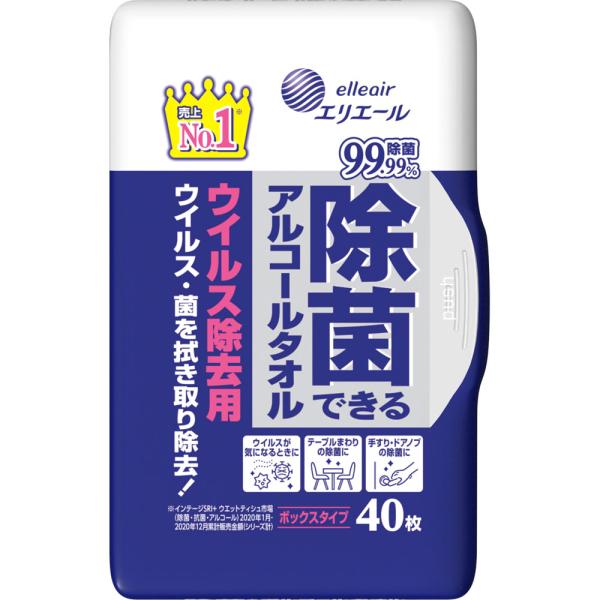 乐天商城 - 大王製紙 エリエール　除菌・ウイルス除去用　ボックス本体 40枚本体