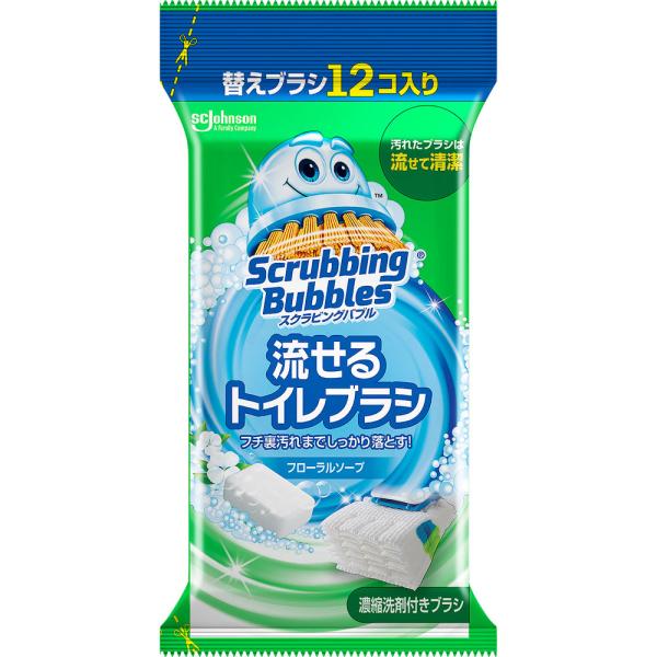 ジョンソン スクラビングバブル　流せるトイレブラシ　フローラルソープ替え 12個
