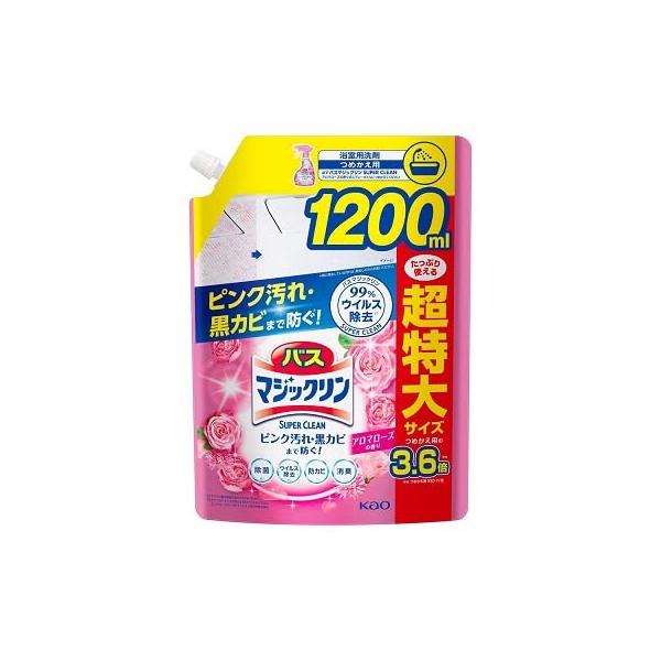 花王 バスマジックリン 泡立ちスプレー スーパークリーン アロマローズの香り つめかえ用 (1200mL) 詰め替え用 浴室用洗剤