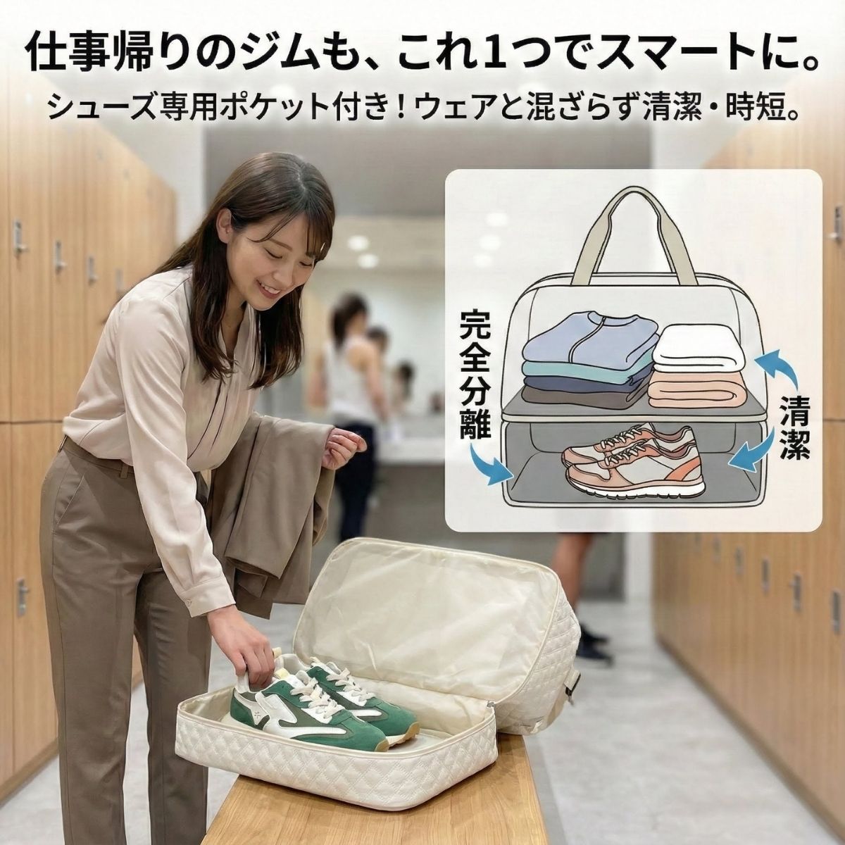 ボストンバッグ 旅行かばん レディース メンズ 大容量 軽量420g 3way 手提げ 肩掛け 斜め掛け キルティング キャリーオンベルト スマホポケット シューズ収納 撥水ポケット 5カラー 1泊2日 旅行 トラベル 出張 ジム マザーズ 修学旅行 innocrie-10000057 INNOCRIE 楽天市場店 サンプル画像2