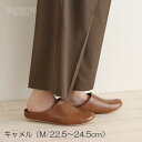 ルームズ room's スリッパ 合皮 ルームシューズ レディース M 22.5~24.5cm キャメル シンプル フロンティア