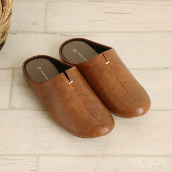ルームズ room's スリッパ 合皮 ルームシューズ レディース M 22.5〜24.5cm キャメ...