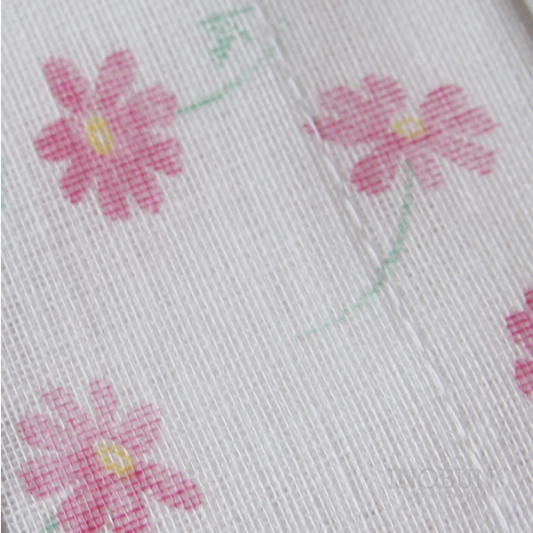 白雪 友禅染はんかち 秋桜 コスモス 長月 白雪はんかち 30 x 30cm ピンク