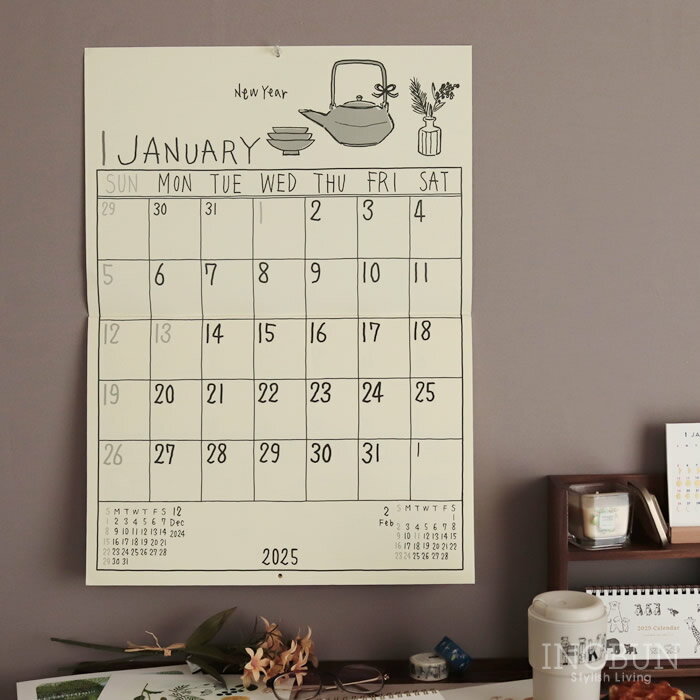 2024年 カレンダー イラストカレンダー Wabby Savvy 壁掛け 日曜始まりのサムネイル