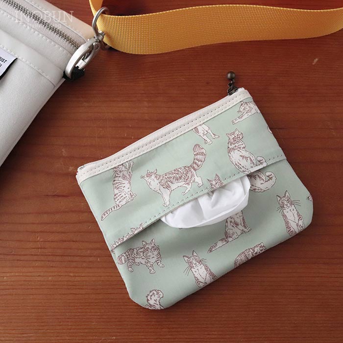 リバティ ティッシュポーチ 02 ミャオウ ミント フローレットロンドン コンパクト